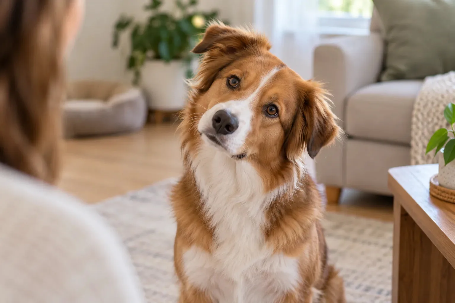 Dog tilting its head