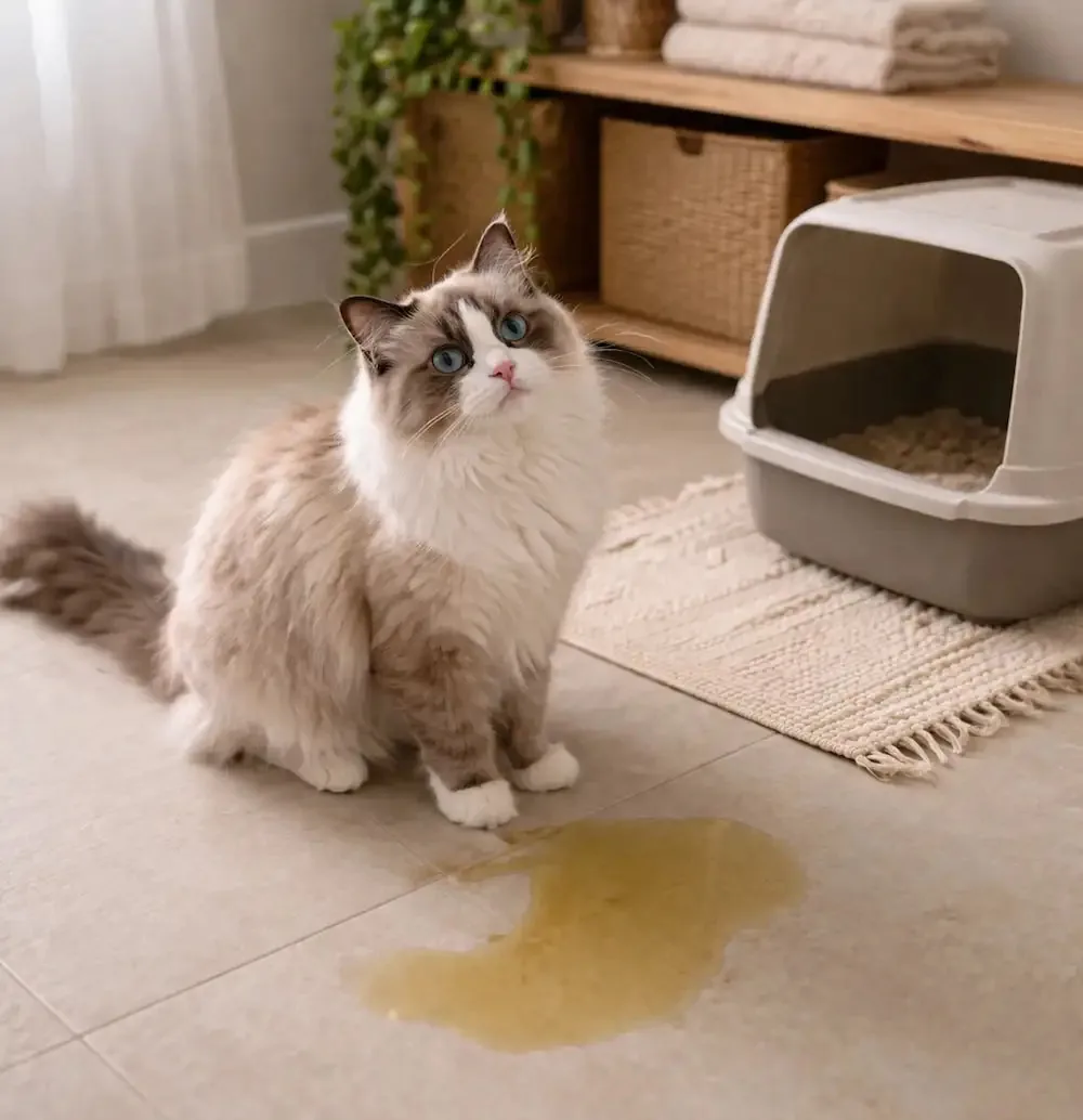 Cat peeing outside the litter box at home
